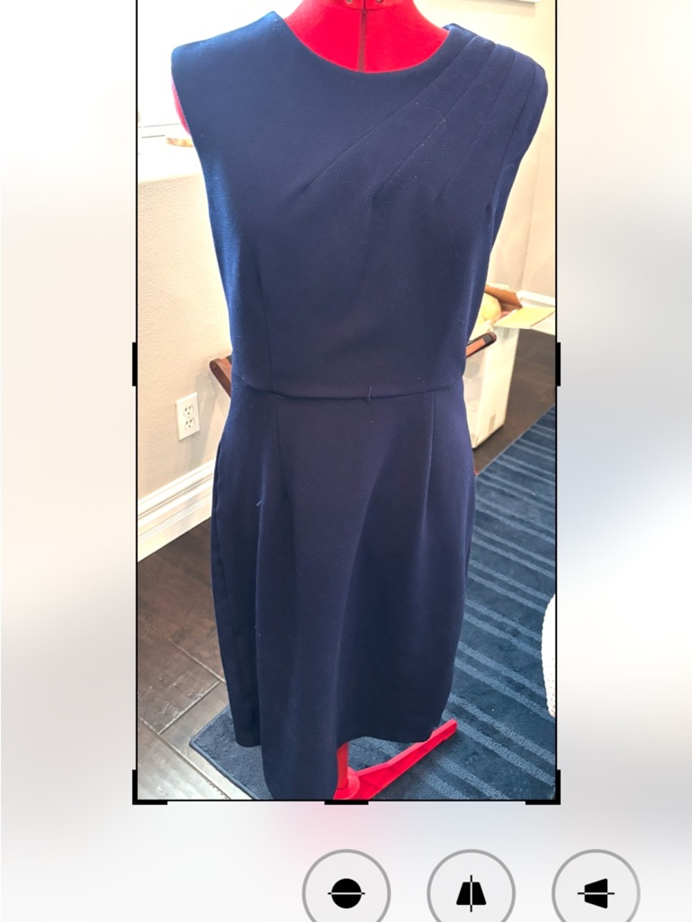 karin stevens Navy Textured Sleeveless Midi Dress
